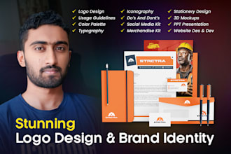 do brand logo design, brand identity with brand style guide, branding kit
