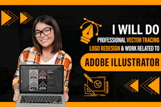 do professional vector tracing logo redesign in  adobe illustrator