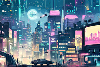 make futuristic cyberpunk, sci fi city for you