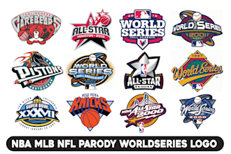 make custom nba, mlb, NFL, world series, all star, parody logo, for your brand