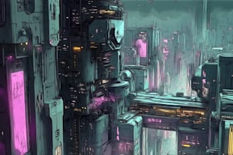 make  a futuristic and detail cyberpunk city illustration