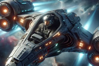 design a spaceship, sci fi  illustration and sci fi art