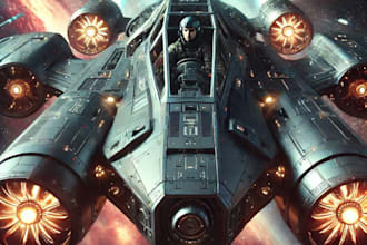 design spaceship, sci fi illustration and sci fi art