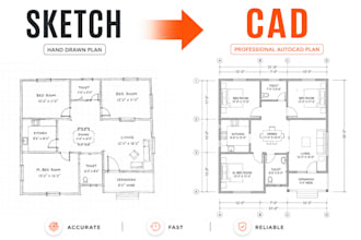 convert PDF or sketch to autocad 2d drawings
