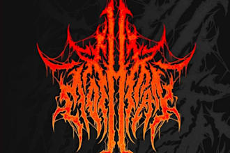 custom death metal, metalcore, deathcore logo with texture and chrome effect