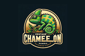 design unique vintage chameleon logo with a free source file