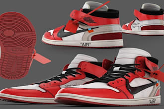 do realistic 3d modeling for shoes, sneaker, footwear slide palm loafers sandal