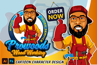 design, caricature mascot logo, modern cartoon character for business
