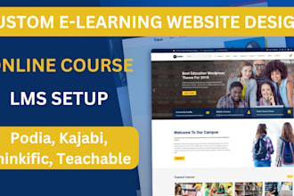 design elearning website, online course website, language learning, lms website