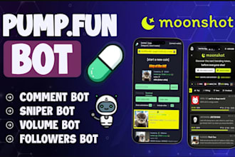 create volume bot and bundler bot for moonshot, pumpfun, sunpump on solana, tro