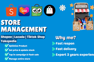 be your expert shopee lazada tiktok shop store manager