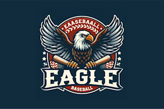 make modern vintage eagle baseball logo for your business