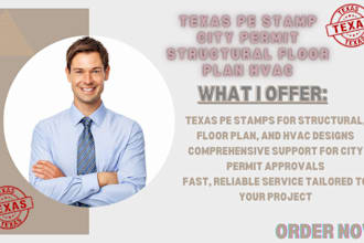 do texas pe stamp city permit structural floor plan hvac