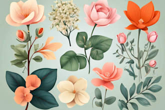 draw vector botanical illustrations of plants and flowers