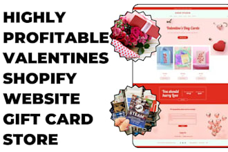 design elegant valentine shopify website gift card shopify store valentine store