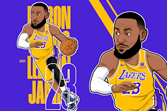 do sport player cartoon portrait illustration from photo