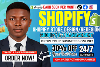 build shopify website, design or redesign shopify store, dropshipping store