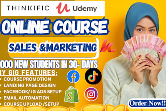 do udemy online course promotion thinkific course marketing, kajabi sales funnel
