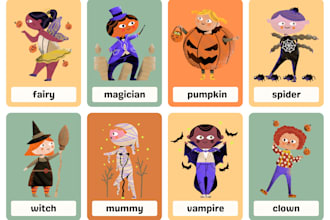create custom digital and printable halloween  flashcards