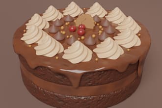 create realistic 3d food model 3d cake 3d food product design in blender