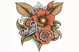 make a custom birth flower tattoo logo design