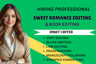 format your synopsis polishing, clean sweet romance book editing, at flat rate