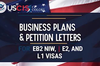 write immigration business plan petition cover letter for eb2 niw, e2, l1 visa