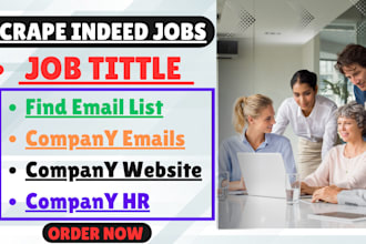 scrape indeed jobs posts, company info, and their HR details