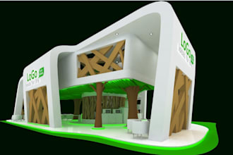 design trade show booth, exhibition stall or stand, display outdoor,kisok,mockup
