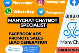 create facebook ads,facebok chatbot,notification bot,discord messenger,promotion