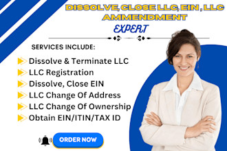 dissolve llc, uk ltd, llp, amend details, update addresses, and terminate llc