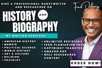ghostwrite history and biography, memoir, and political science, history ebook