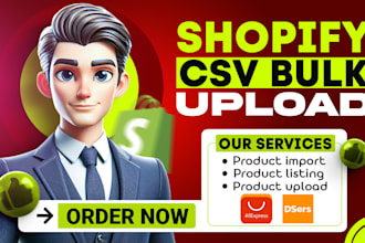 shopify CSV bulk product upload, product import, product listing