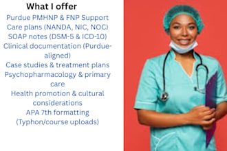 do nursing pmhnp, fnp, care plans, clinicals purdue