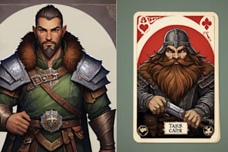 do card game illustration, card game, dnd character design, board game, tcg