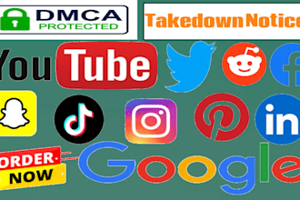 send dmca takedown notice to remove copyright to tiktok,reddit,ig,fb,yt,google