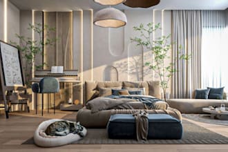 do modern interior design and realistic 3d rendering