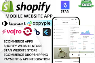 public and private shopify app website to app pwa mobile app development tapcart