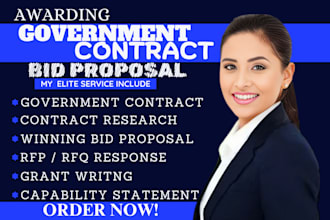 research government contract, respond to rfp rfq, and write winning bid proposal