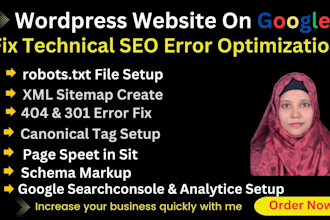 fix robots txt,301 redirect,404 error ,and XML sitemap
