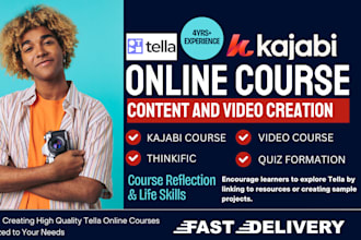 create tella online course content, course video tella, thinkific course writing