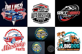 do outstanding automotive, classic car, auto detailing, car wash logo design