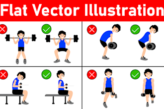make workout and exercise pose illustrations