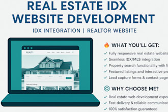 design real estate idx, mls or investor website or agent landing pages
