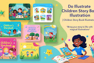 illustrate cute kids storybook, kids coloring book, kids activity book, workbook