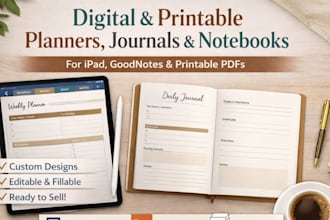 design digital and printable planners, journals, and notebooks for ipad goodnote