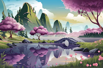 do environment concept art, fantasy landscape illustration
