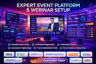 setup wix webex suite zoom events webinars eventbrite monday com wrike whova ezo