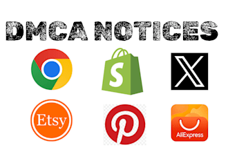 do dmca takedown notices for leaks on pinterest,x, etsy,shopify, google websites