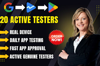 provide real 12 tester or 20 app tester goggle play console for app testing